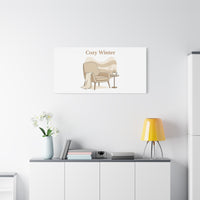 Cozy Winter minimal line art Canvas | Slow Life, soft life neutral wall decor