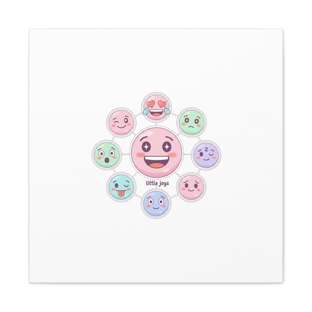 Hand-Drawn Emoticon Sticker Pattern Canvas | Cute Emoji Repeat Print