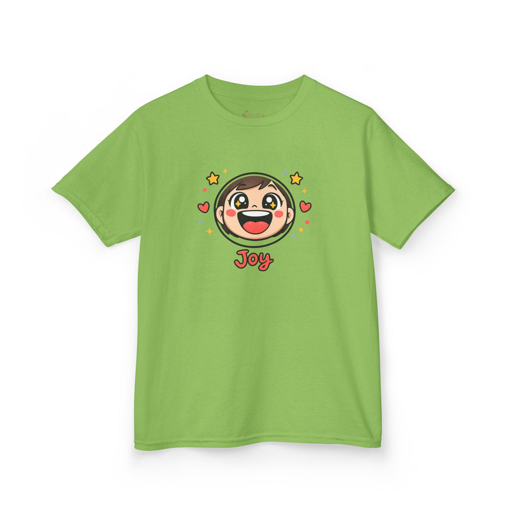 Gildan 5000B | "Joy" Sparkle Character Kids' Tee | Fun & Comfortable Youth T-Shirt | Kids T‑Shirt — Cute Smiling Character "Joy" Graphic