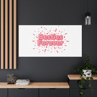 Besties Forever Canvas | Galentine’s Friendship Wall Art, Pink Confetti