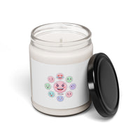 Hand-Drawn Emoticon Pattern Candle | Scented Soy 9oz, Pastel Sticker Emojis