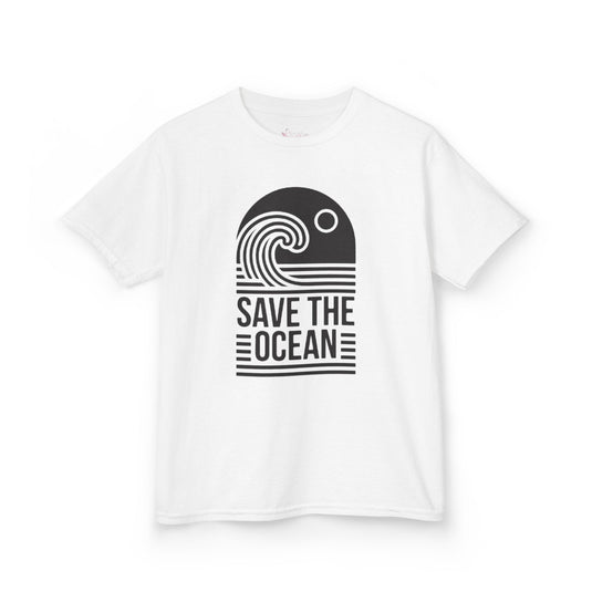 Gildan 5000B | Kids' Save the Ocean Eco-Graphic T-Shirt | Soft Cotton Ocean Wave Tee