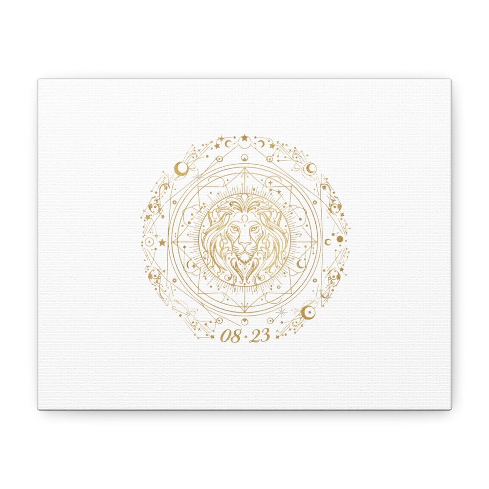 Gold Leo Zodiac Canvas, Astrological Constellation Art | Metallic Lion Wall Art