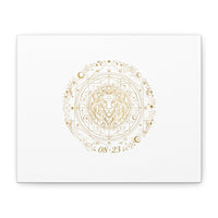 Gold Leo Zodiac Canvas, Astrological Constellation Art | Metallic Lion Wall Art