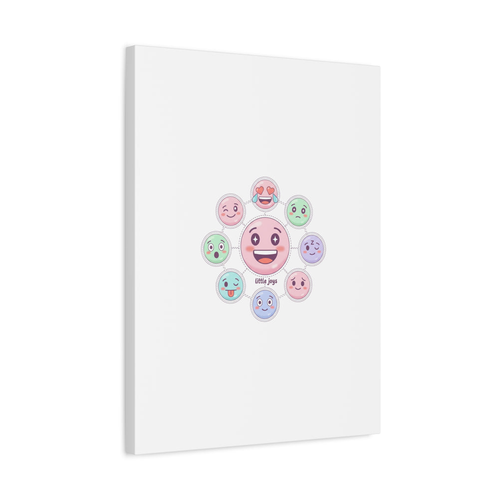 Hand-Drawn Emoticon Sticker Pattern Canvas | Cute Emoji Repeat Print