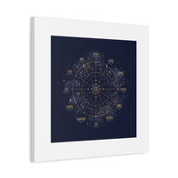 Gold Zodiac Wheel Canvas | Astrology Constellation Art, Cosmic Wall Print