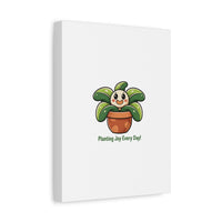 Planting Joy Every Day Canvas | Plant Parent Pun, Sage Cream Botanical Art