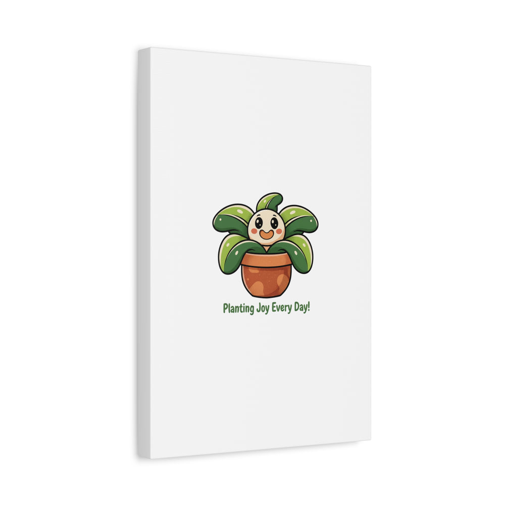 Planting Joy Every Day Canvas | Plant Parent Pun, Sage Cream Botanical Art