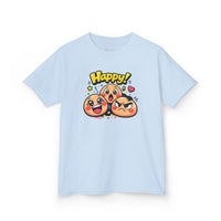Gildan 5000B | Kids' "Happy Trio" Emoji Graphic Tee – Fun & Expressive Summer Shirt | "Happy!" Vibes Youth T-Shirt – Soft Cotton Tee for Active Kids | Vibrant Emoji Squad Kids' Tee – Comfortable Daily...