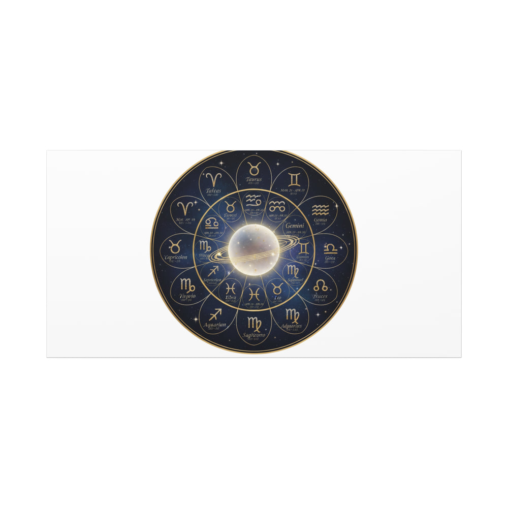 Zodiac Constellation Wheel Canvas, Astrology Art Print | Gold Foil Galaxy