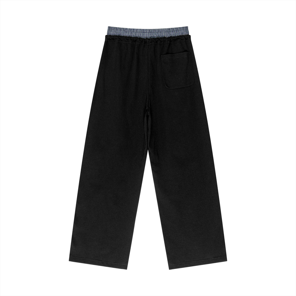 Unisex Plaid Contrast Waist Pants