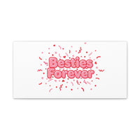 Besties Forever Canvas | Galentine’s Friendship Wall Art, Pink Confetti