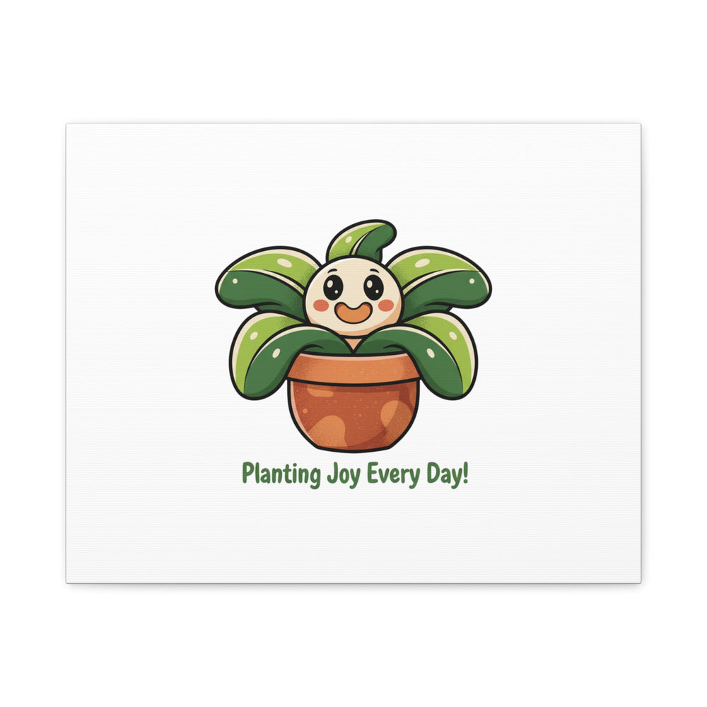 Planting Joy Every Day Canvas | Plant Parent Pun, Sage Cream Botanical Art