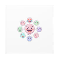 Hand-Drawn Emoticon Sticker Pattern Canvas | Cute Emoji Repeat Print