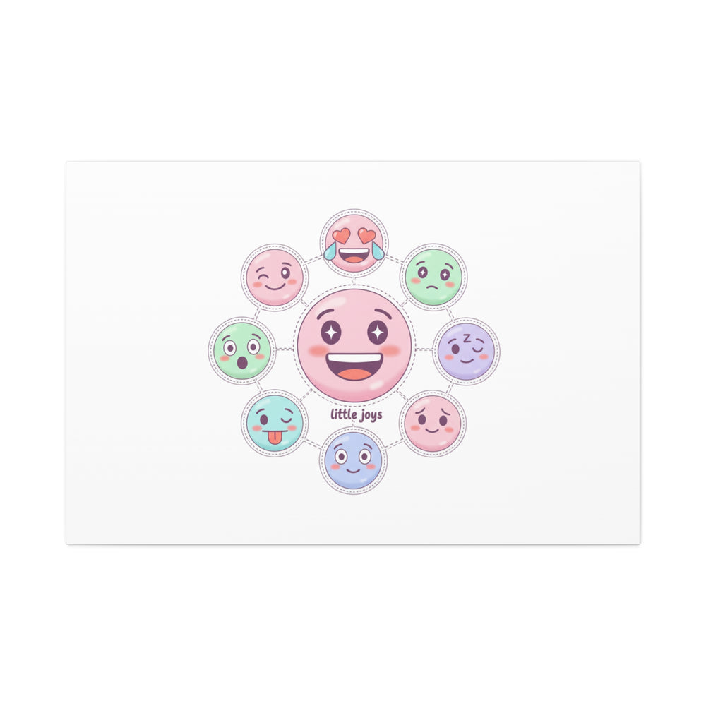 Hand-Drawn Emoticon Sticker Pattern Canvas | Cute Emoji Repeat Print