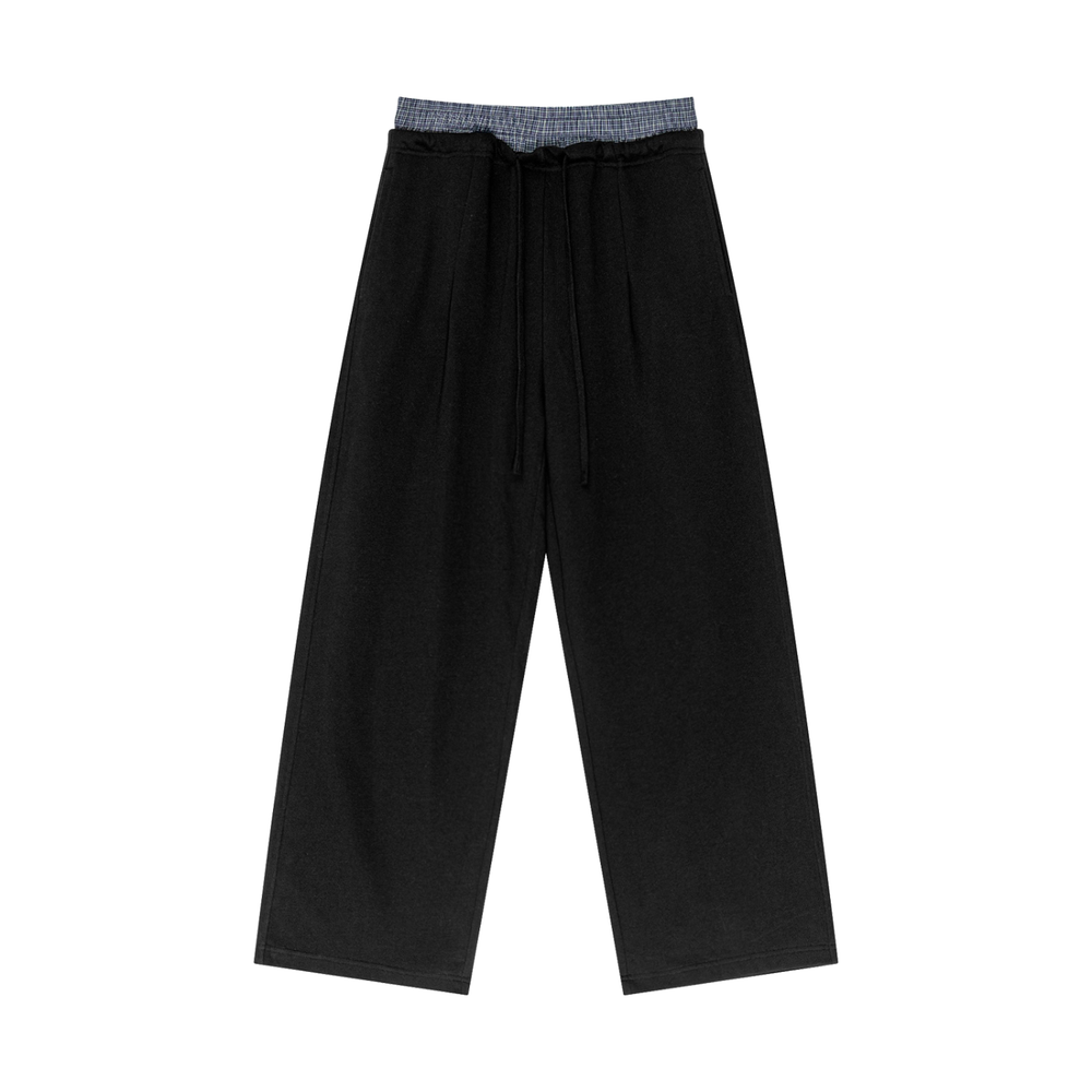 Unisex Plaid Contrast Waist Pants