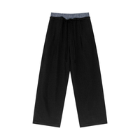 Unisex Plaid Contrast Waist Pants