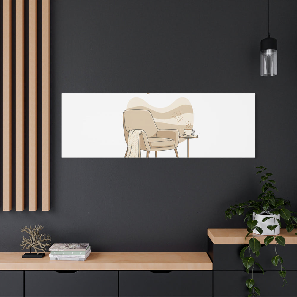 Cozy Winter minimal line art Canvas | Slow Life, soft life neutral wall decor