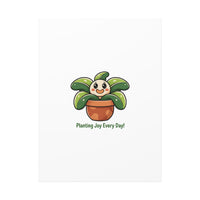 Planting Joy Every Day Canvas | Plant Parent Pun, Sage Cream Botanical Art