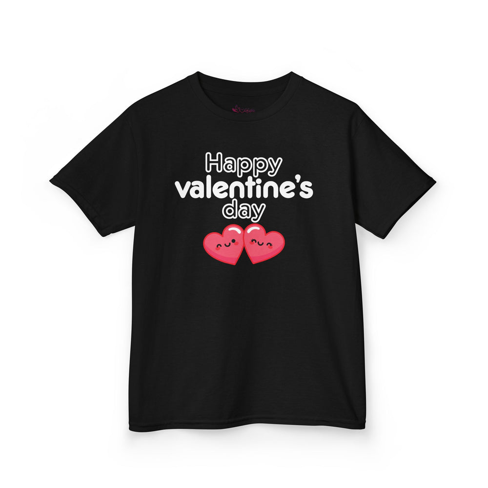 Kids Happy Valentine’s Day T-Shirt – Youth Modern Typography Graphic Tee – Soft Cotton Holiday School Shirt for Boys & Girls