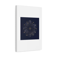 Gold Zodiac Wheel Canvas | Astrology Constellation Art, Cosmic Wall Print