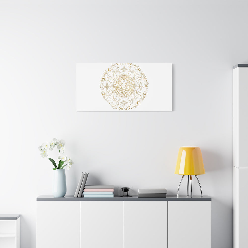 Gold Leo Zodiac Canvas, Astrological Constellation Art | Metallic Lion Wall Art