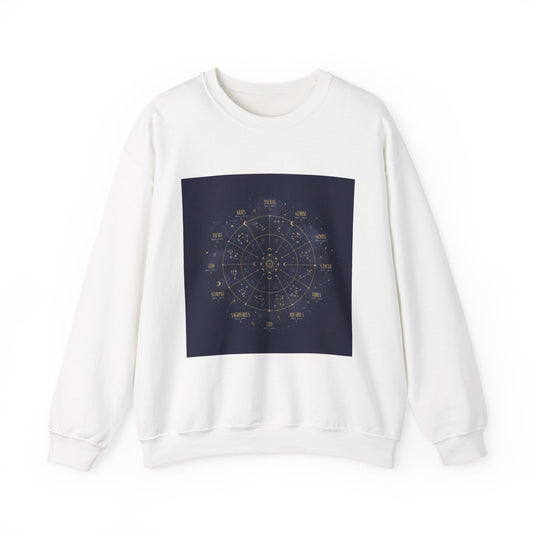 Zodiac Constellation Wheel Sweatshirt | Astrology, Cosmic Gold Accents