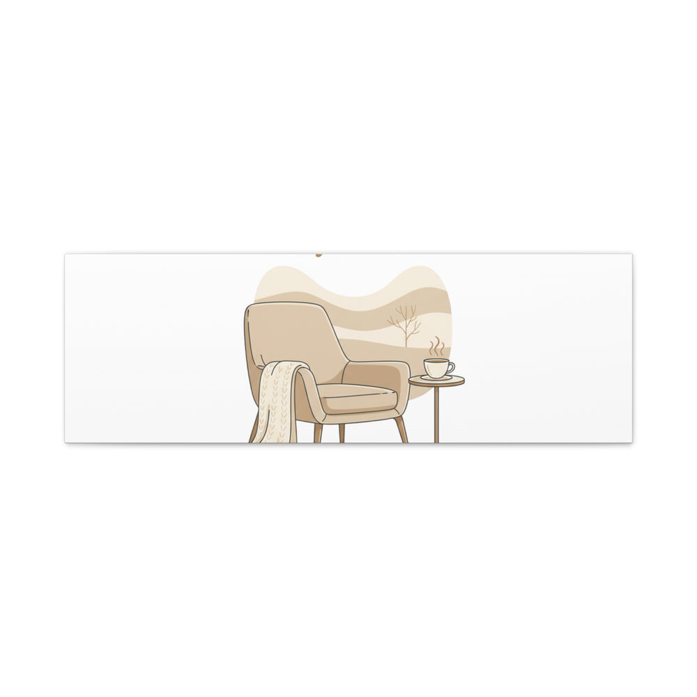 Cozy Winter minimal line art Canvas | Slow Life, soft life neutral wall decor