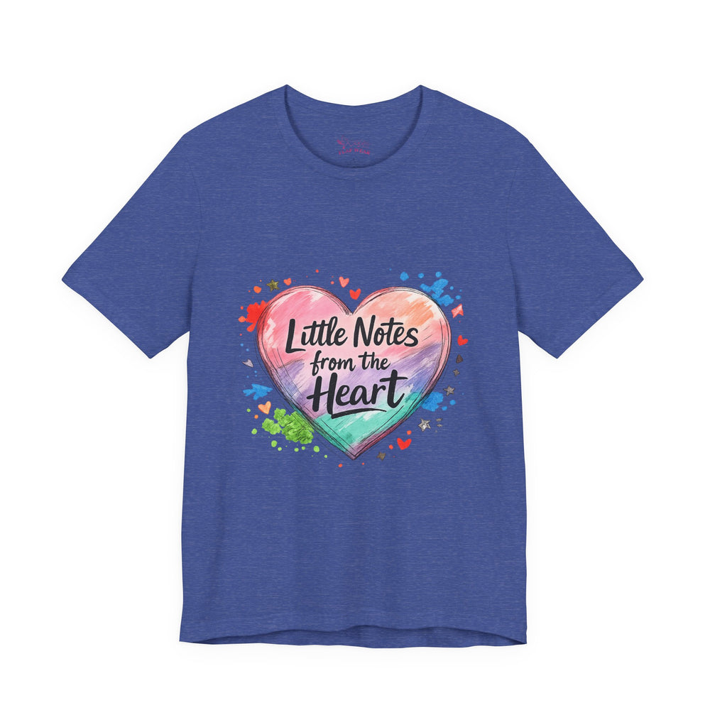 Bella+Canvas 3001 | "Little Notes from the Heart" Heart-Shaped Aesthetic T-Shirt | Little Notes from the Heart Tee | hand‑drawn marker effect, doodle art