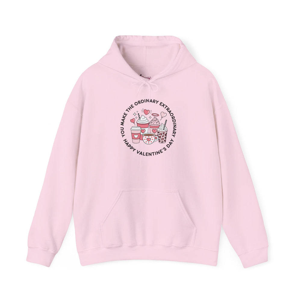 Unisex Happy Valentine’s Day Hoodie – Modern Pink Script Graphic Pullover – Premium Fleece Holiday Sweatshirt