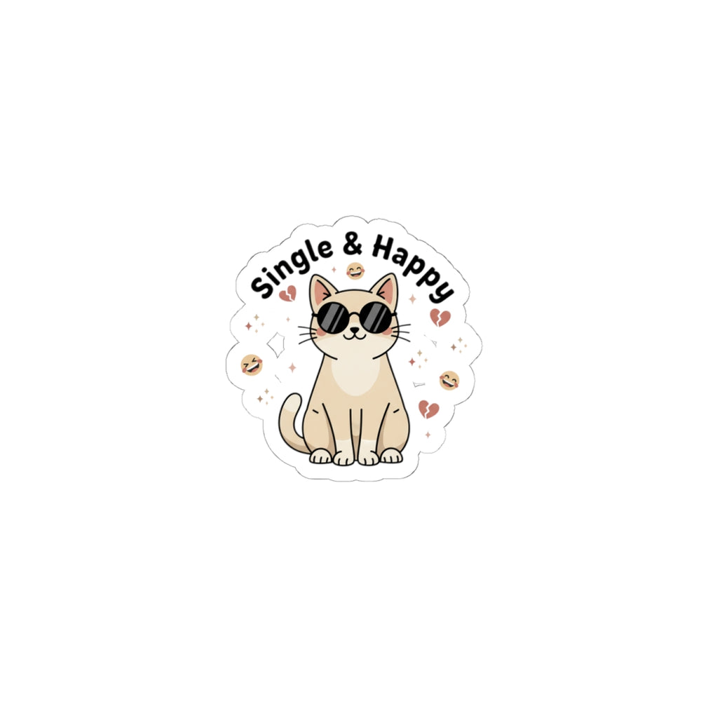 Single & Happy Sticker | Anti Valentine, Cute Cynic kiss-cut