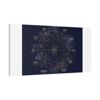 Gold Zodiac Wheel Canvas | Astrology Constellation Art, Cosmic Wall Print