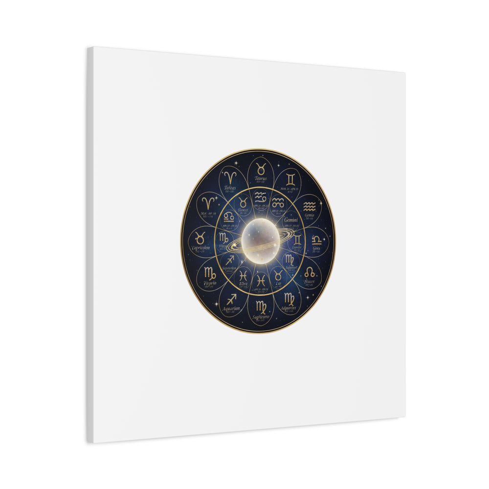 Zodiac Constellation Wheel Canvas, Astrology Art Print | Gold Foil Galaxy