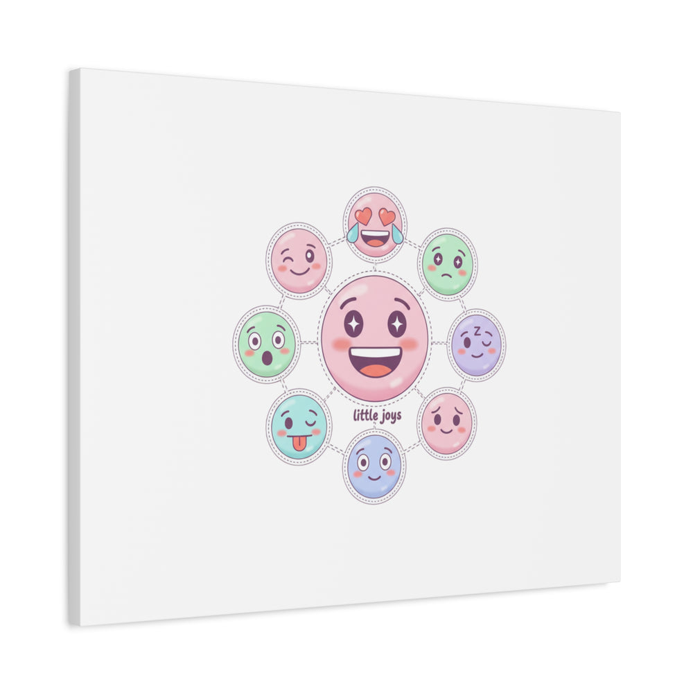 Hand-Drawn Emoticon Sticker Pattern Canvas | Cute Emoji Repeat Print