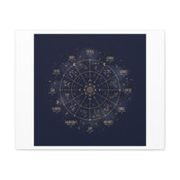 Gold Zodiac Wheel Canvas | Astrology Constellation Art, Cosmic Wall Print
