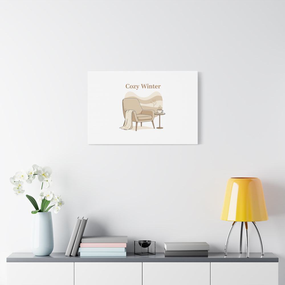 Cozy Winter minimal line art Canvas | Slow Life, soft life neutral wall decor