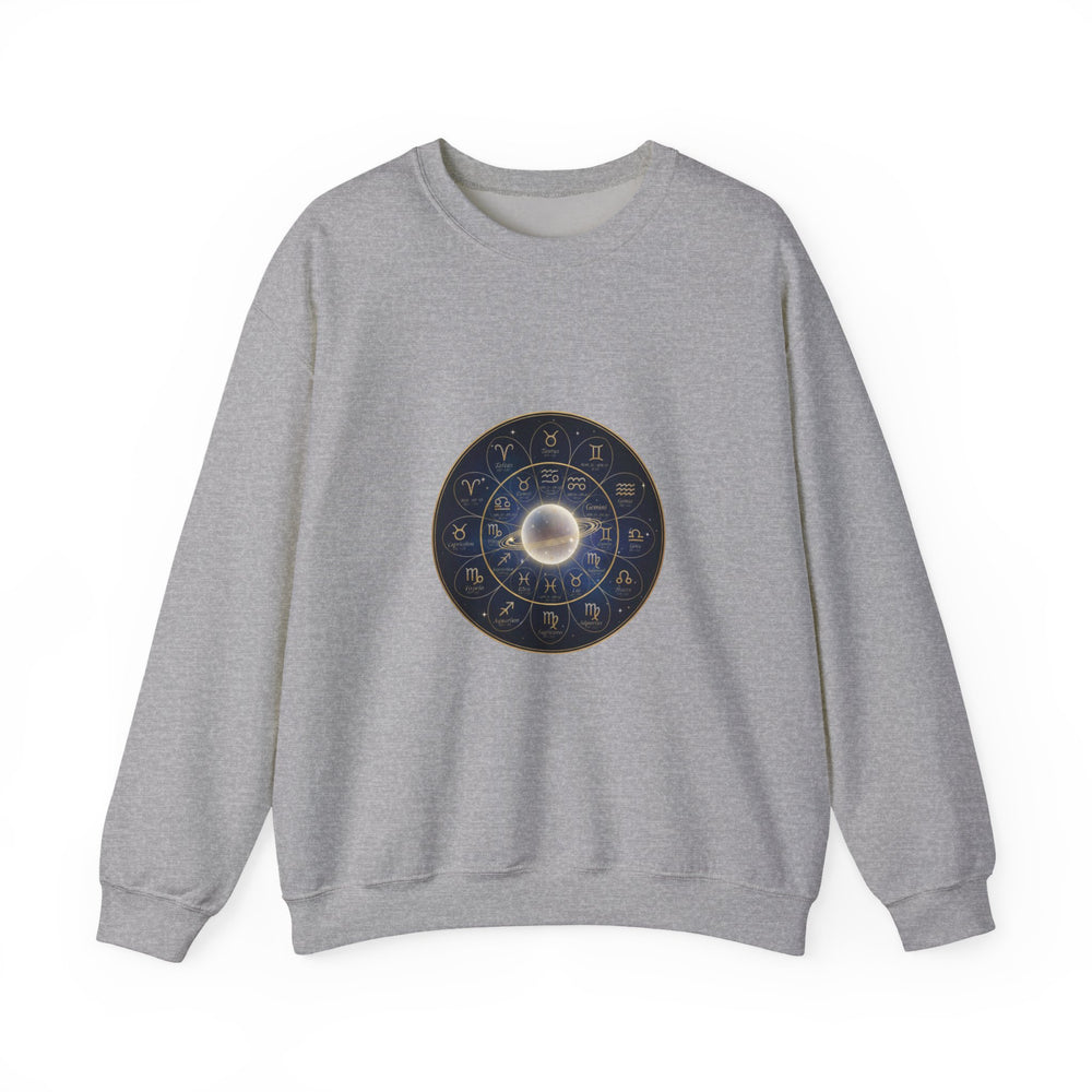 Zodiac Wheel Constellation Crewneck Sweatshirt | Astrology Cosmic Metallic