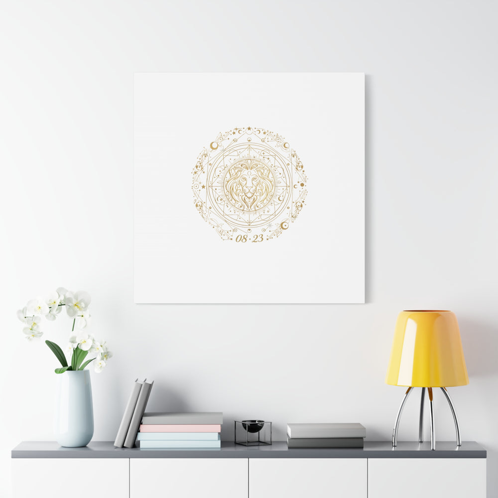 Gold Leo Zodiac Canvas, Astrological Constellation Art | Metallic Lion Wall Art
