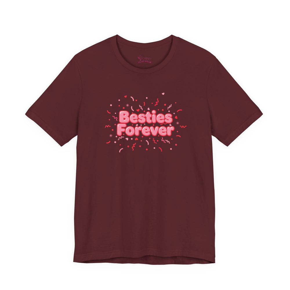 Bella+Canvas3001 | Besties Forever Tee | Galentine’s Friendship Shirt, Pink Chunky Type