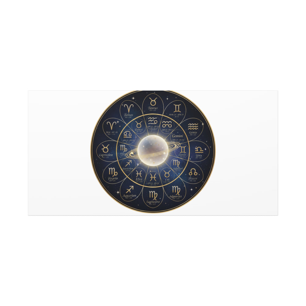 Zodiac Constellation Wheel Canvas, Astrology Art Print | Gold Foil Galaxy