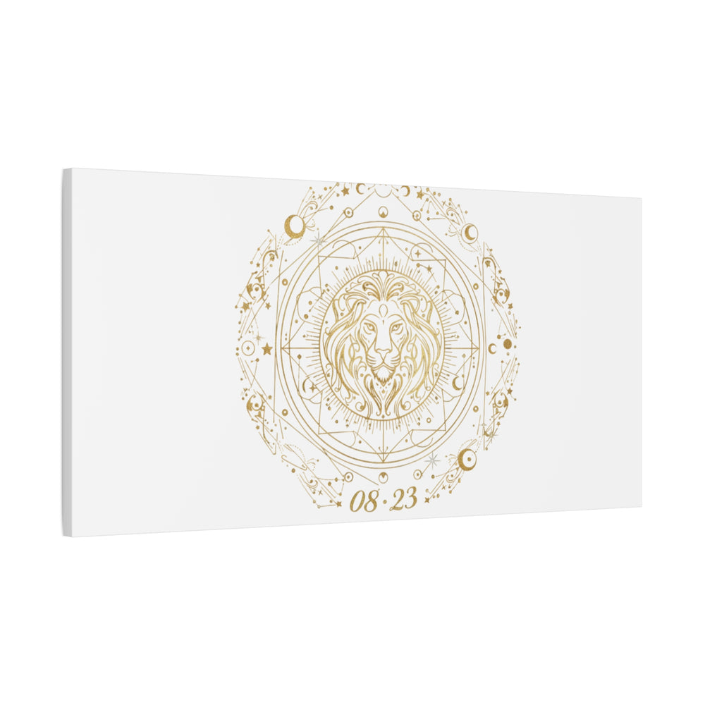 Gold Leo Zodiac Canvas, Astrological Constellation Art | Metallic Lion Wall Art