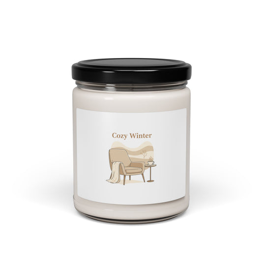 Cozy Winter Minimal Line Art Candle | Soy 9oz, Slow Life Minimalist