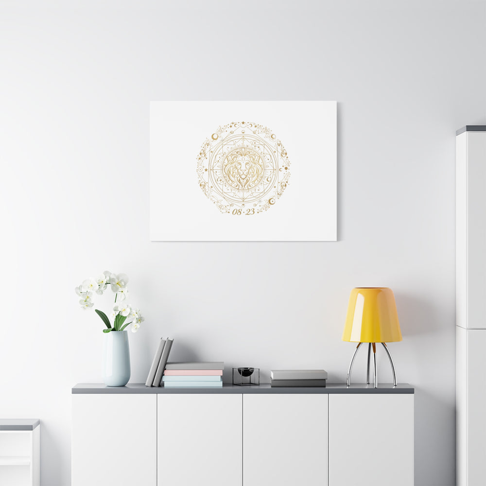 Gold Leo Zodiac Canvas, Astrological Constellation Art | Metallic Lion Wall Art