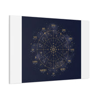 Gold Zodiac Wheel Canvas | Astrology Constellation Art, Cosmic Wall Print