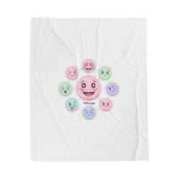 Hand-Drawn Emoticon Sticker Pattern Blanket | Cute Emoji Emoticon Pastel Throw