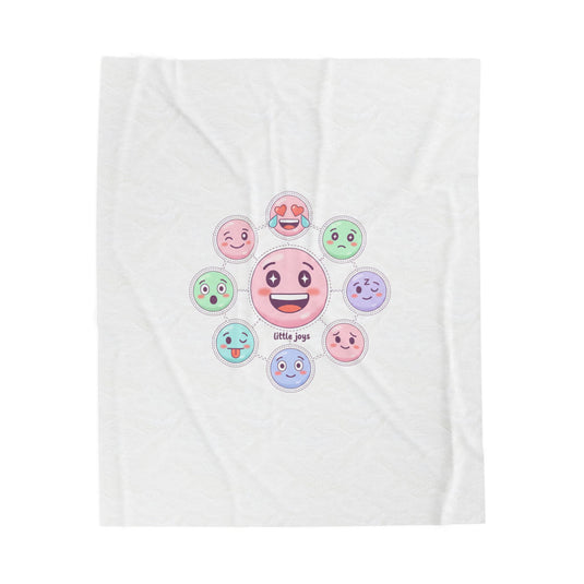 Hand-Drawn Emoticon Sticker Pattern Blanket | Cute Emoji Emoticon Pastel Throw
