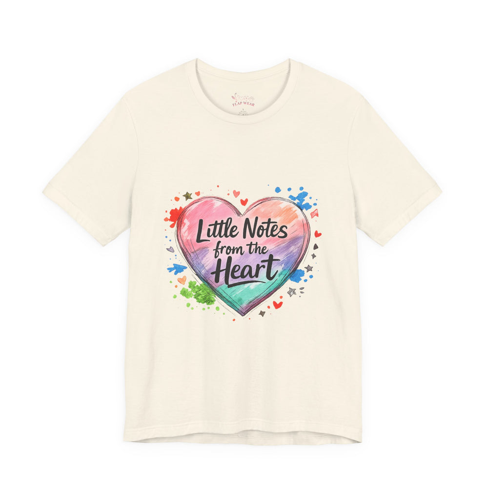 Bella+Canvas 3001 | "Little Notes from the Heart" Heart-Shaped Aesthetic T-Shirt | Little Notes from the Heart Tee | hand‑drawn marker effect, doodle art