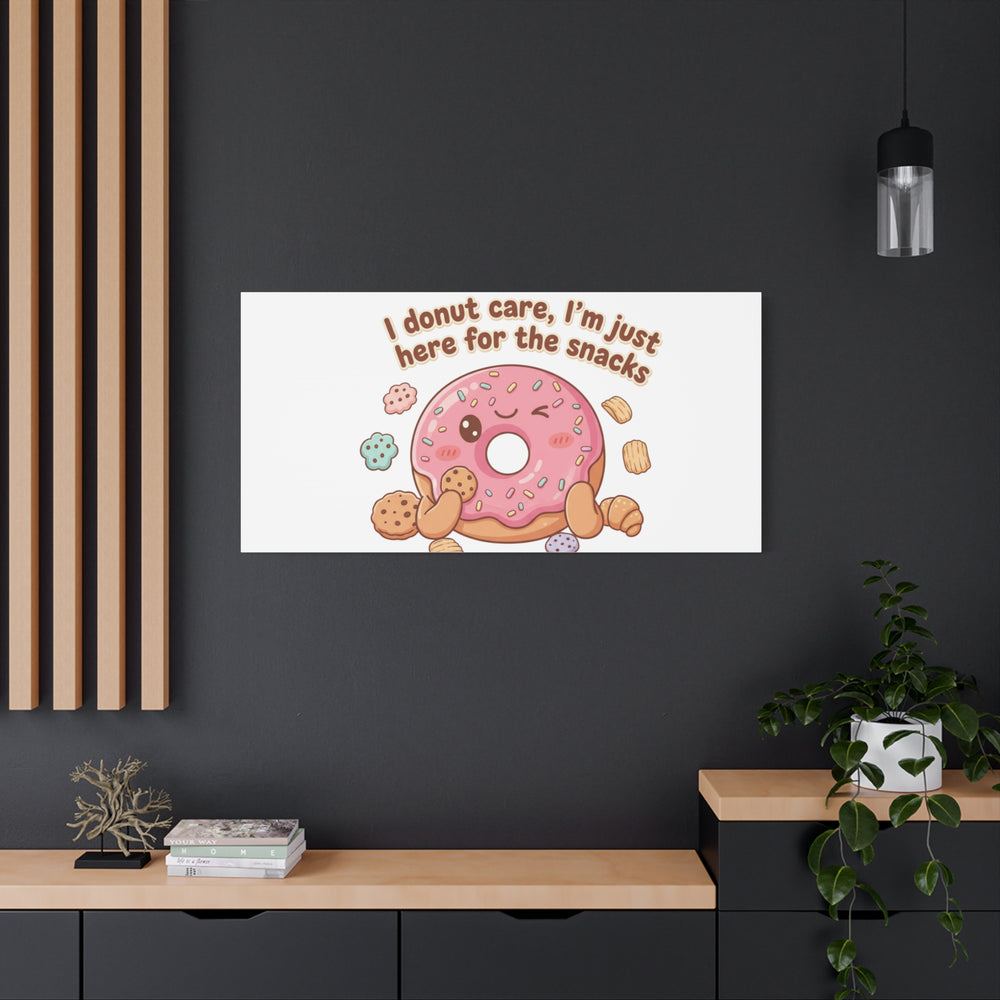 Donut Snacks Pun Canvas | Food & Snack Humor, Cozy Kawaii Art