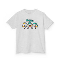 Gildan 5000B | "Happy Trio" Kids' Premium Cotton Graphic Tee | Little Smiles & Winks – Fun Cartoon Kids’ T-Shirt | Joyful Friends Unisex Kids' Summer Graphic Tee