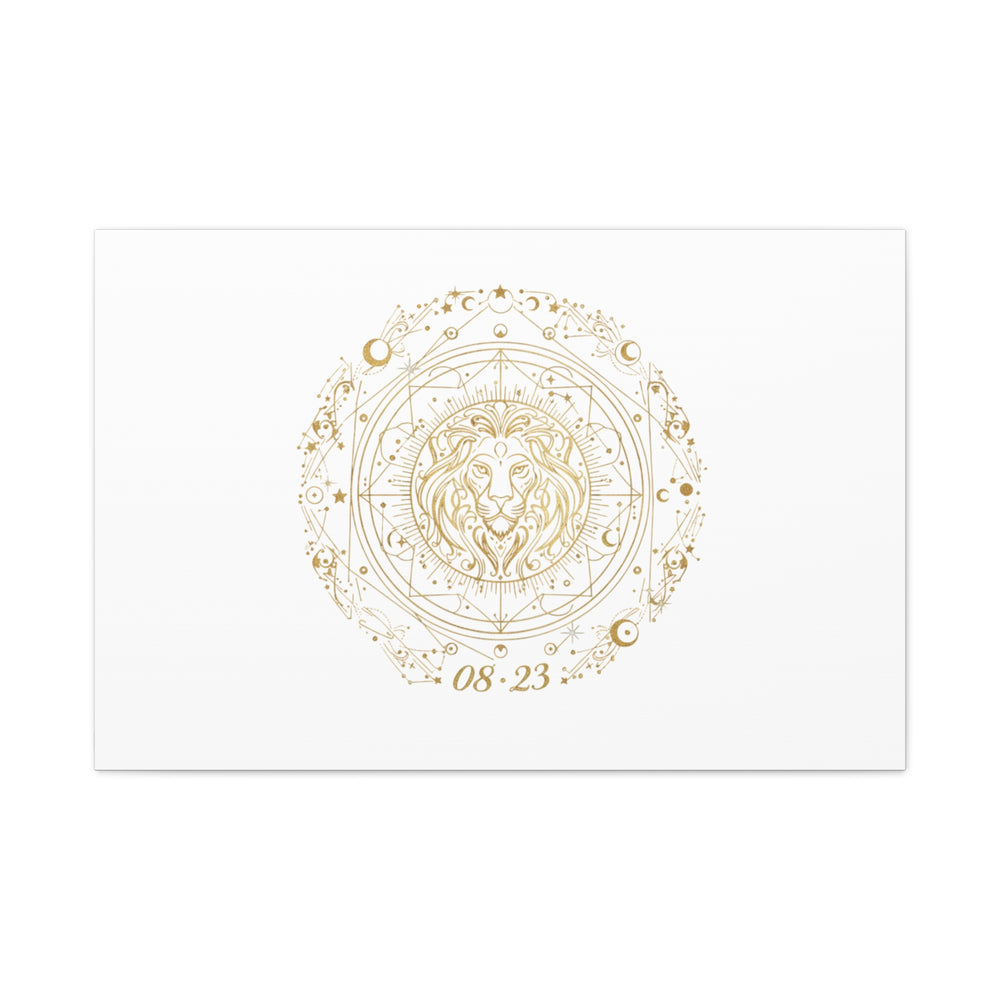 Gold Leo Zodiac Canvas, Astrological Constellation Art | Metallic Lion Wall Art